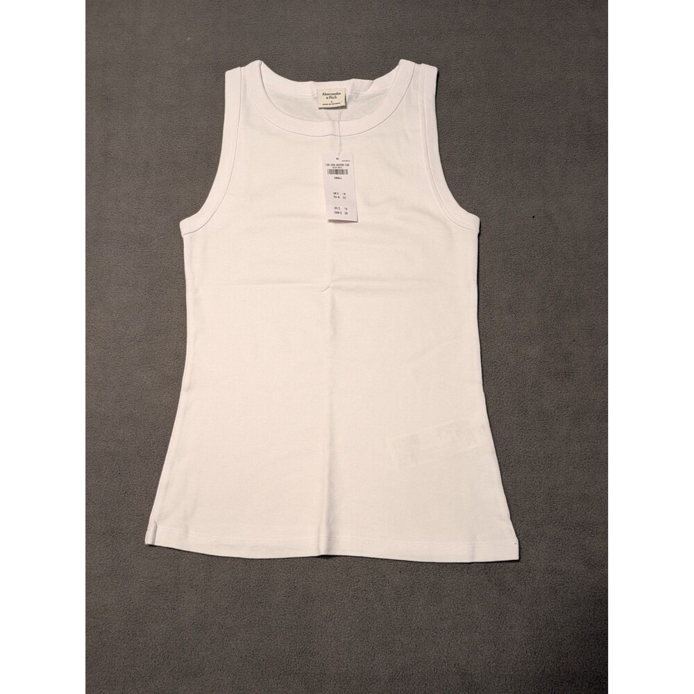 NWT Abercrombie & Fitch Vintage Rib Tuckable Crew Tank White S Small